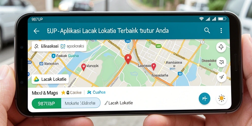 Tampilan antarmuka aplikasi 987UP dengan fitur Lacak Lokasi.