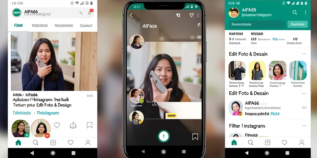 Antarmuka menarik dengan berbagai filter Instagram yang menakjubkan.