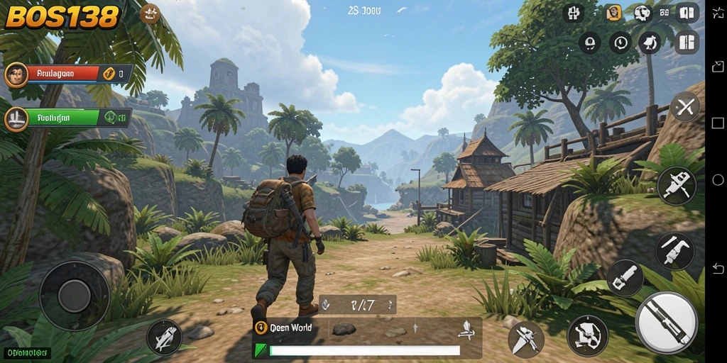 Screenshot antarmuka <strong>BOS138</strong> dengan tampilan dunia terbuka yang indah.