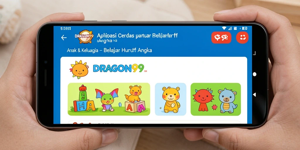 Antarmuka aplikasi DRAGON99 yang ceria dan edukatif.