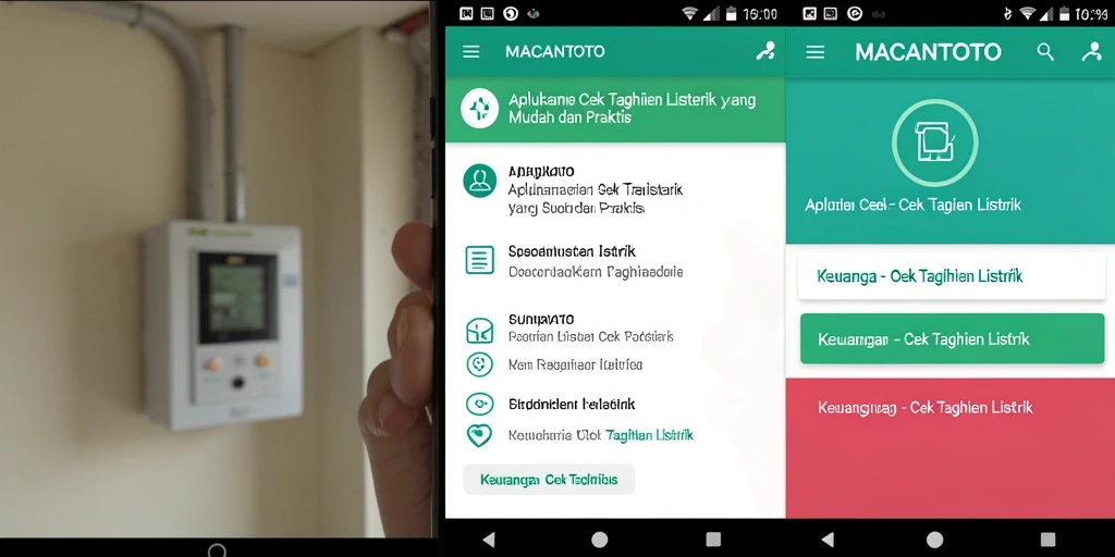 Tampilan antarmuka utama MACANTOTO untuk cek tagihan listrik.