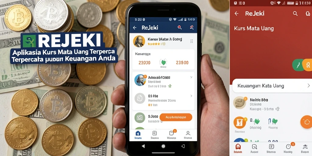 Tampilan antarmuka aplikasi REJEKI untuk kurs mata uang.