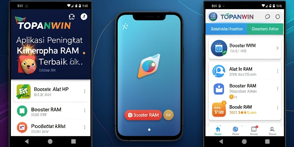 Tampilan antarmuka TOPANWIN yang sederhana dengan fungsi utama Booster RAM.